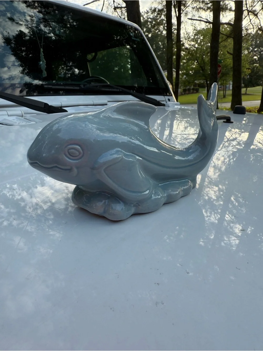 Gray Ceramic Whale Figurine for Aquarium or Decor - Unbranded